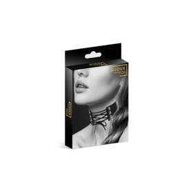 Collier en cuir noir SM avec lacet 